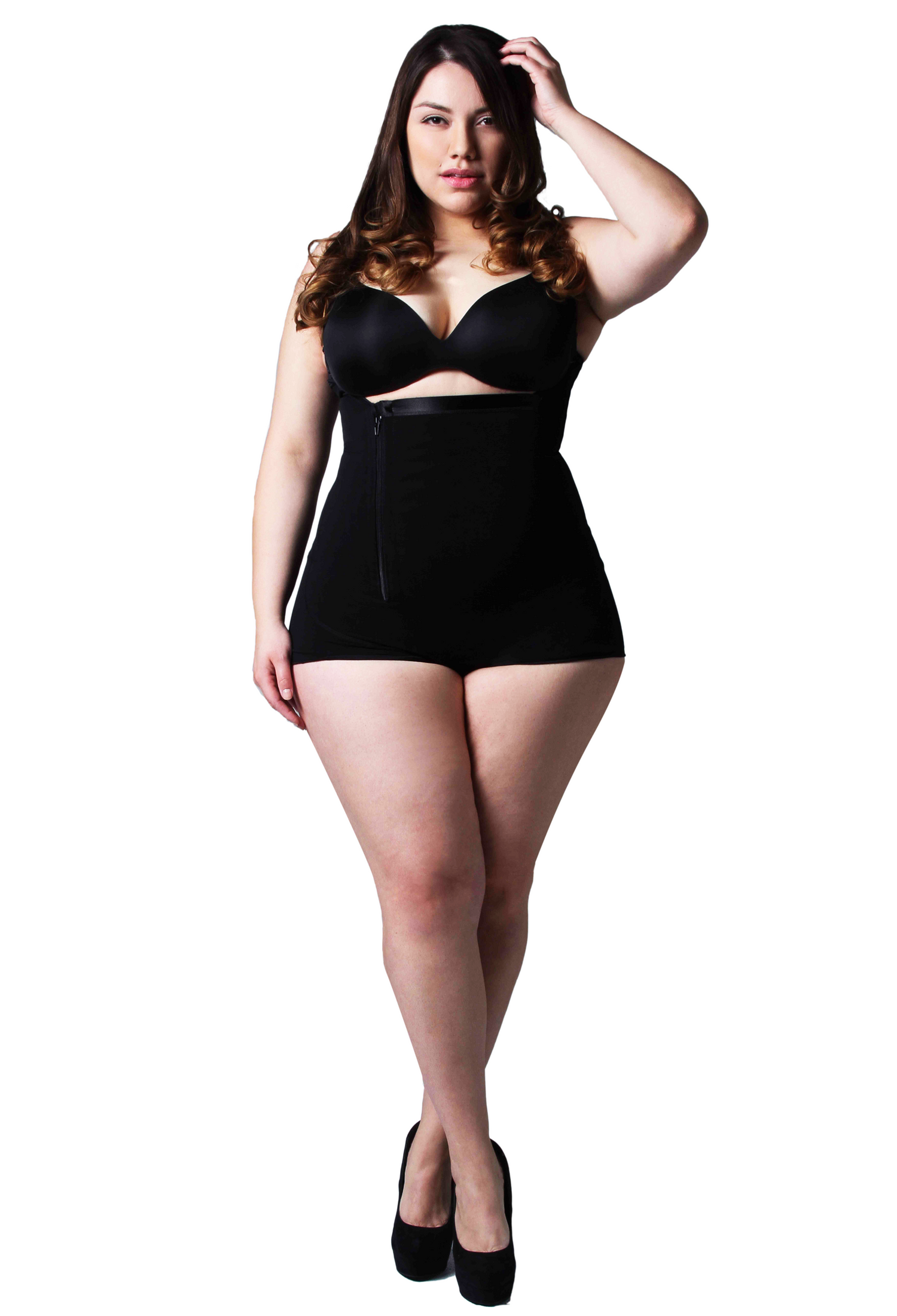 Women Body Shaper Dress Underbust Shapewear Clothes Size:M-Black